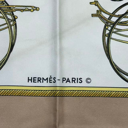 Hermes Carre 90 Silk Scarf les Voitures a Transformation Folding Top Carriage — view 7