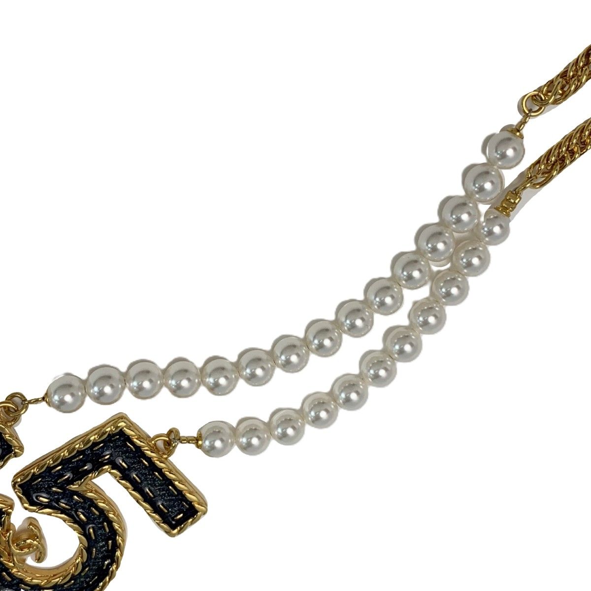 Chanel No5 Pearl Necklace Long Plated — view 4