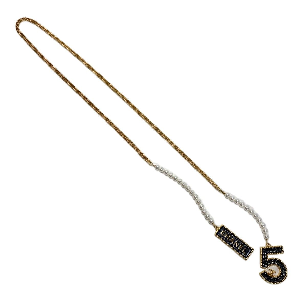 Chanel No5 Pearl Necklace Long Plated — view 2