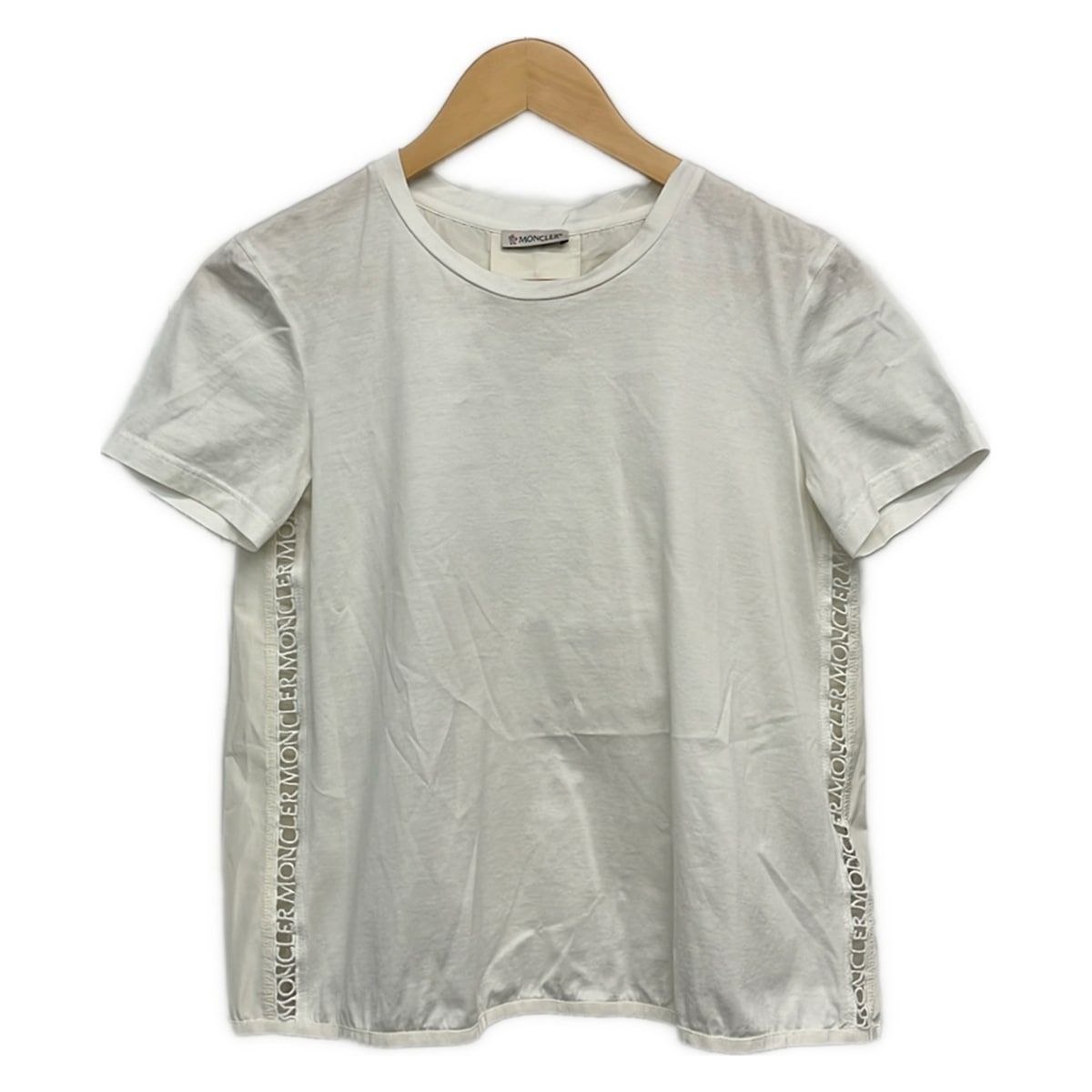 Moncler Short Sleeve Top XS White Crew Neck Embroidery