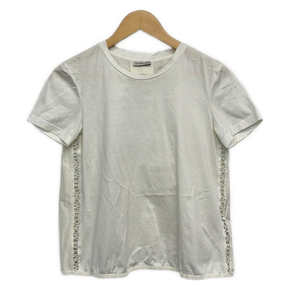 Moncler Short Sleeve Top XS White Crew Neck Embroidery