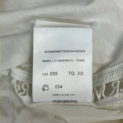 Moncler Short Sleeve Top XS White Crew Neck Embroidery — view 5