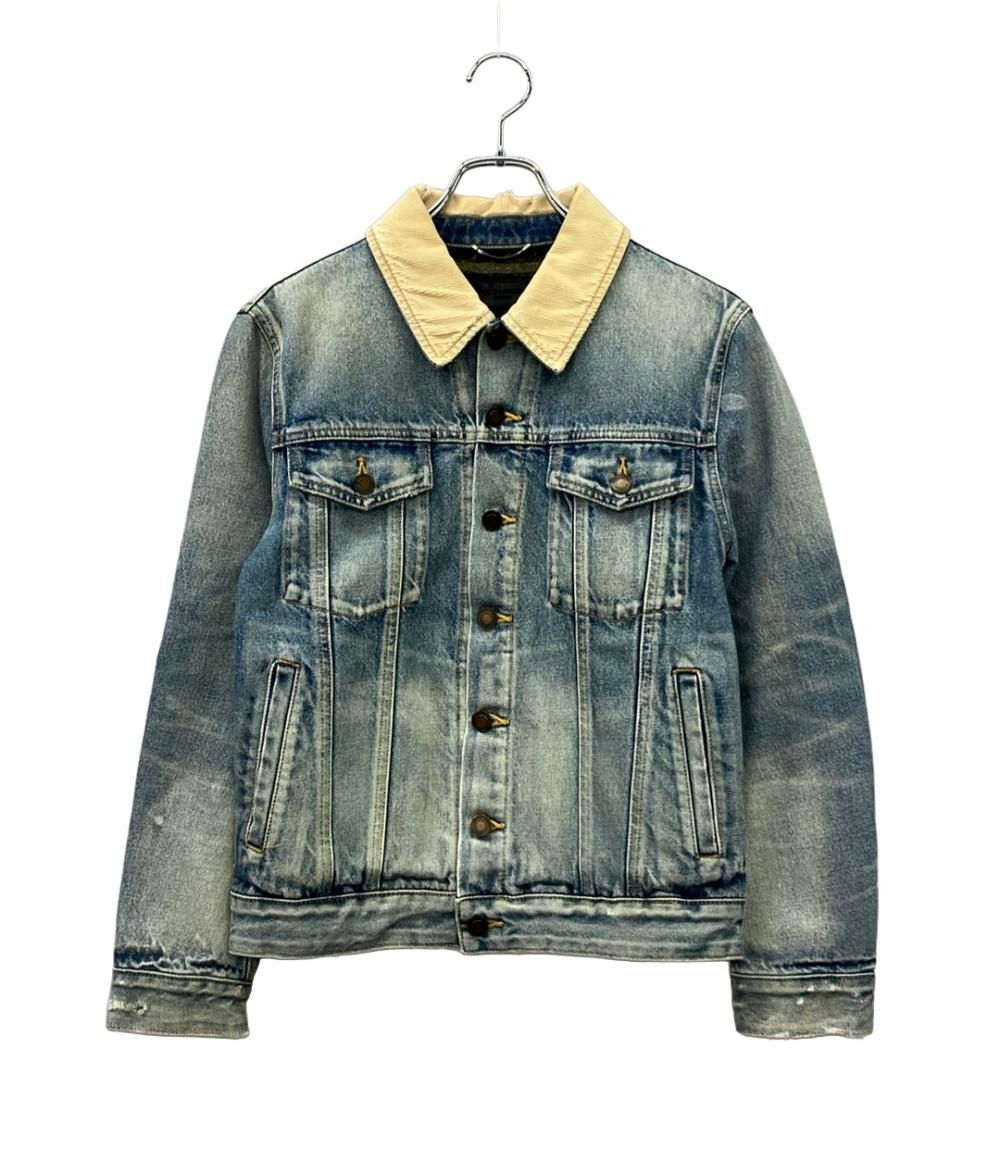 Saint Laurent Denim Jacket Collar Corduroy Crush Processing XS