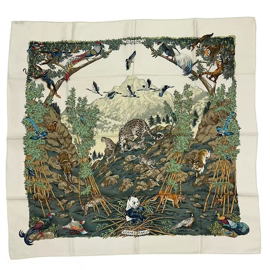 Hermes Carre 90 Silk Scarf Sichuan Animal Print Multi