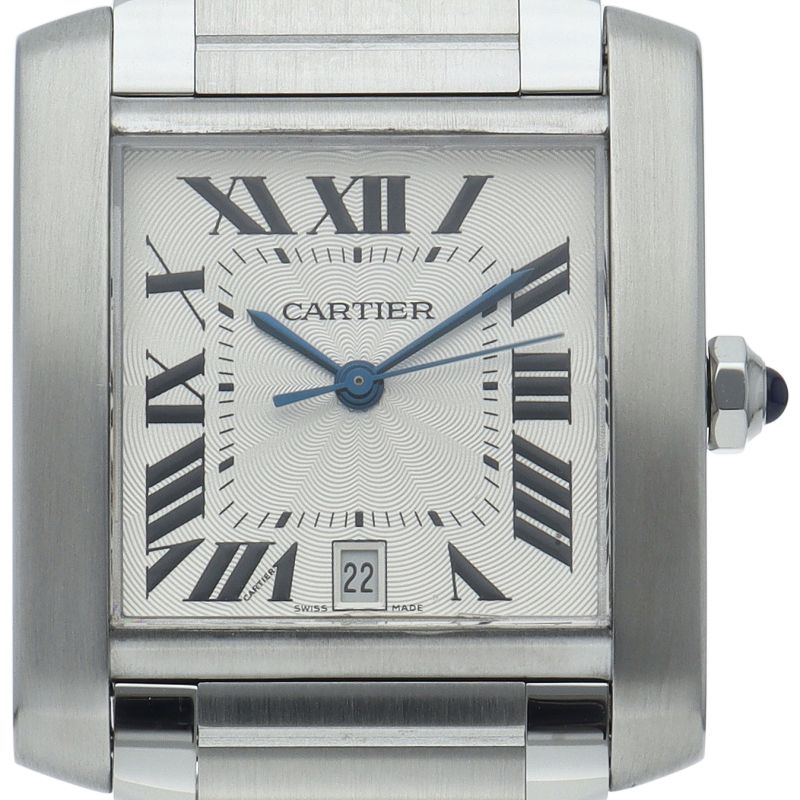 Cartier Tank Francaise LM Watch Auto Depth Box SS Silver Polished