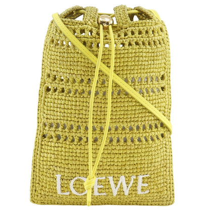 Loewe Drawstring Pocket Raffia Yellow Shoulder