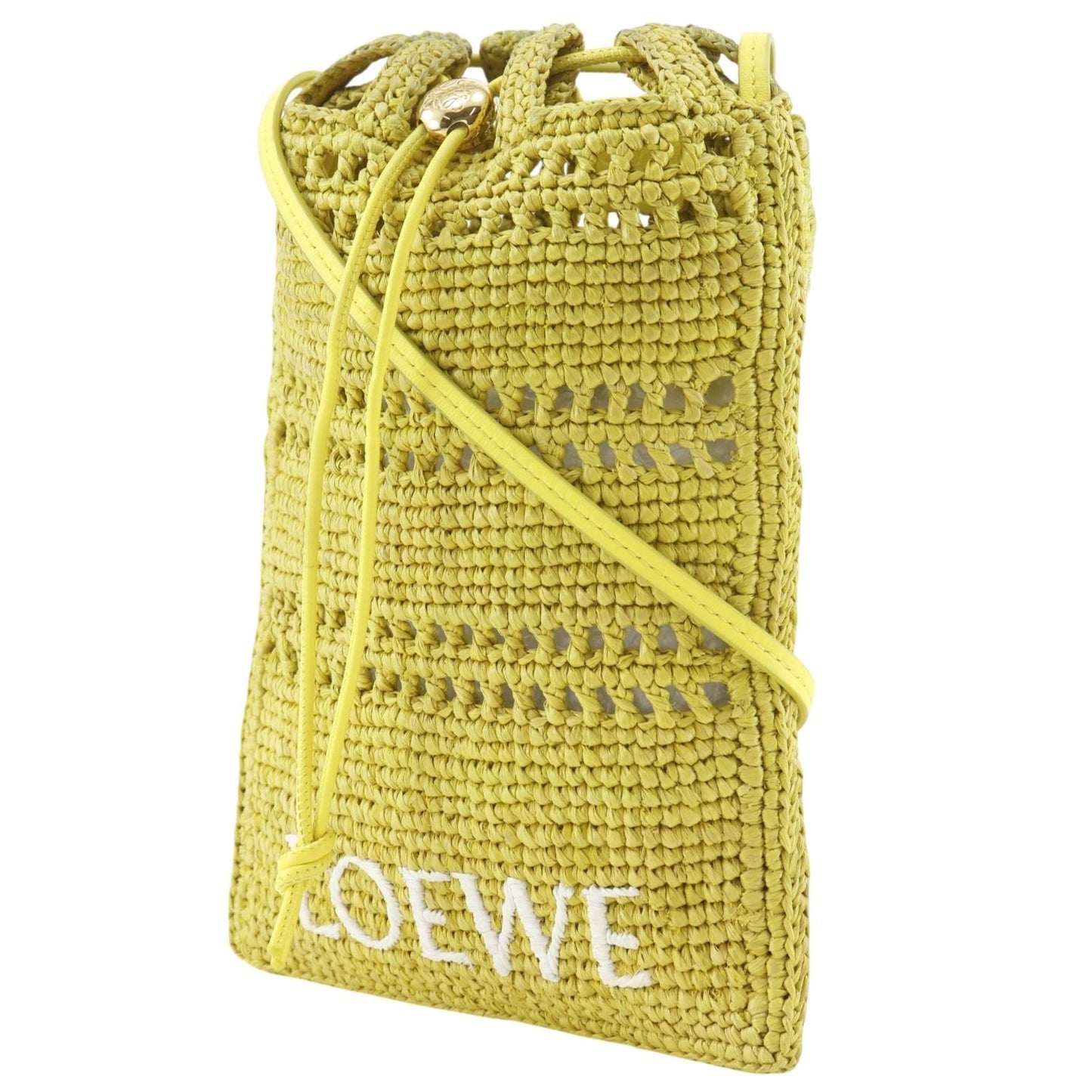 Loewe Drawstring Pocket Raffia Yellow Shoulder — view 2