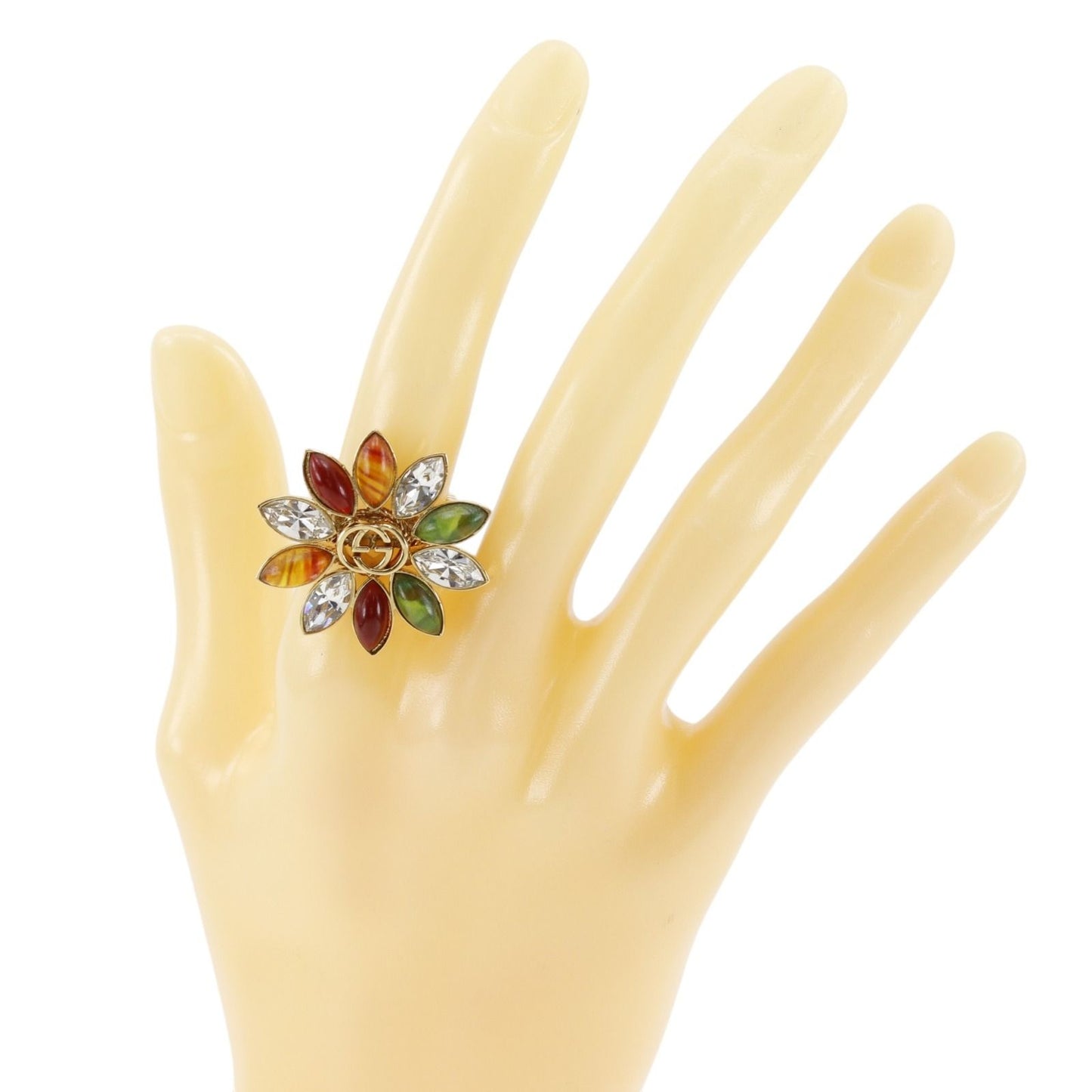 Gucci Interlocking Flower Triple Strand Gold Plated Ring — view 2