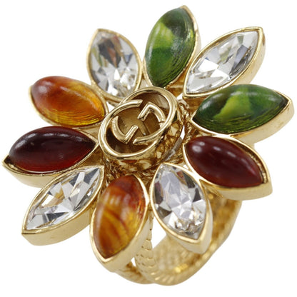 Gucci Interlocking Flower Triple Strand Gold Plated Ring