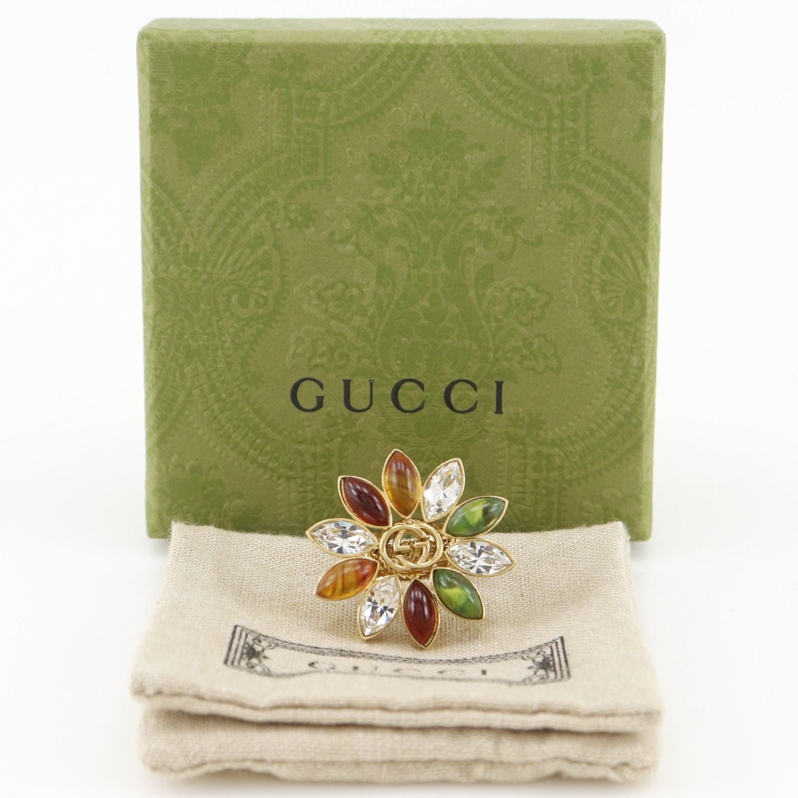 Gucci Interlocking Flower Triple Strand Gold Plated Ring — view 7