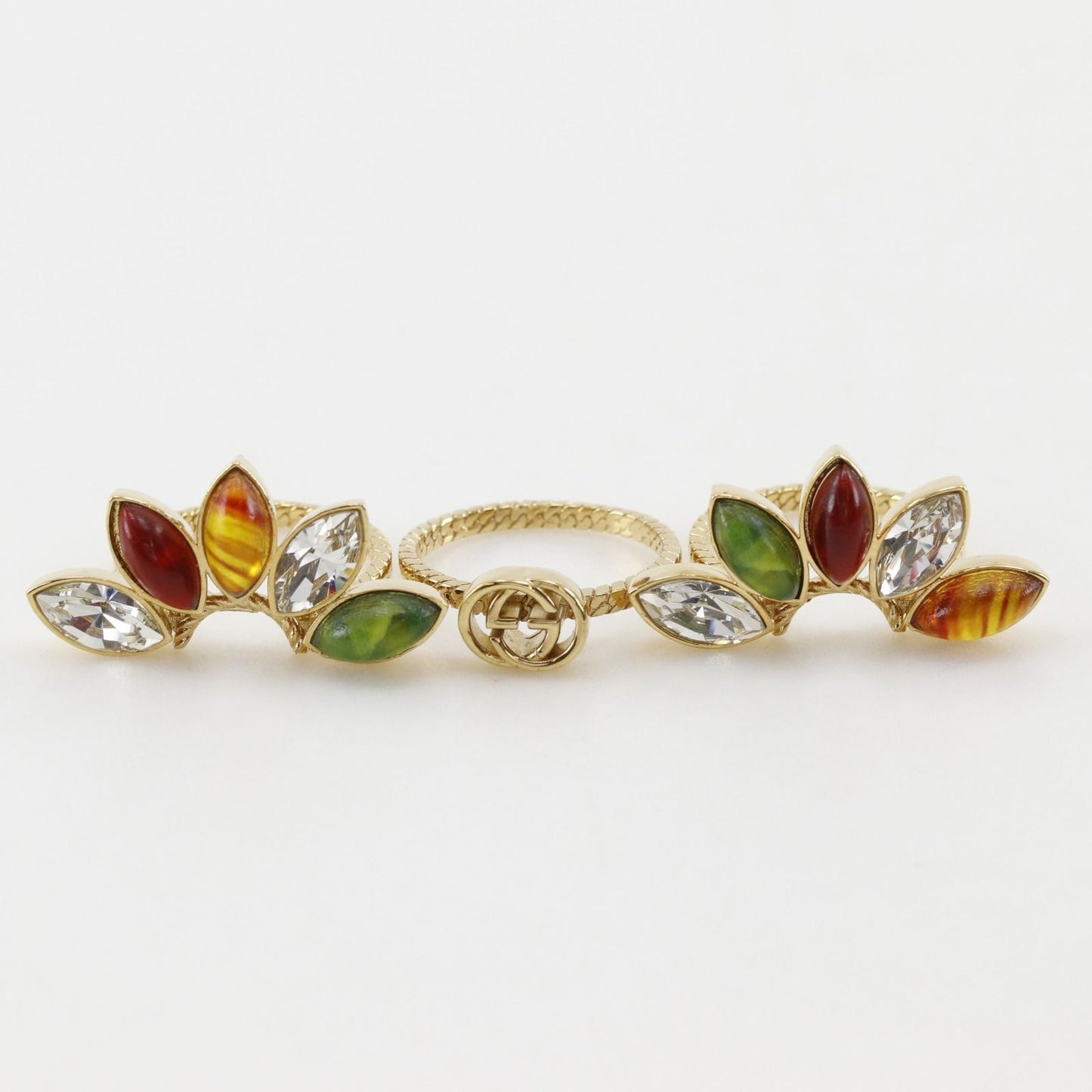 Gucci Interlocking Flower Triple Strand Gold Plated Ring — view 5