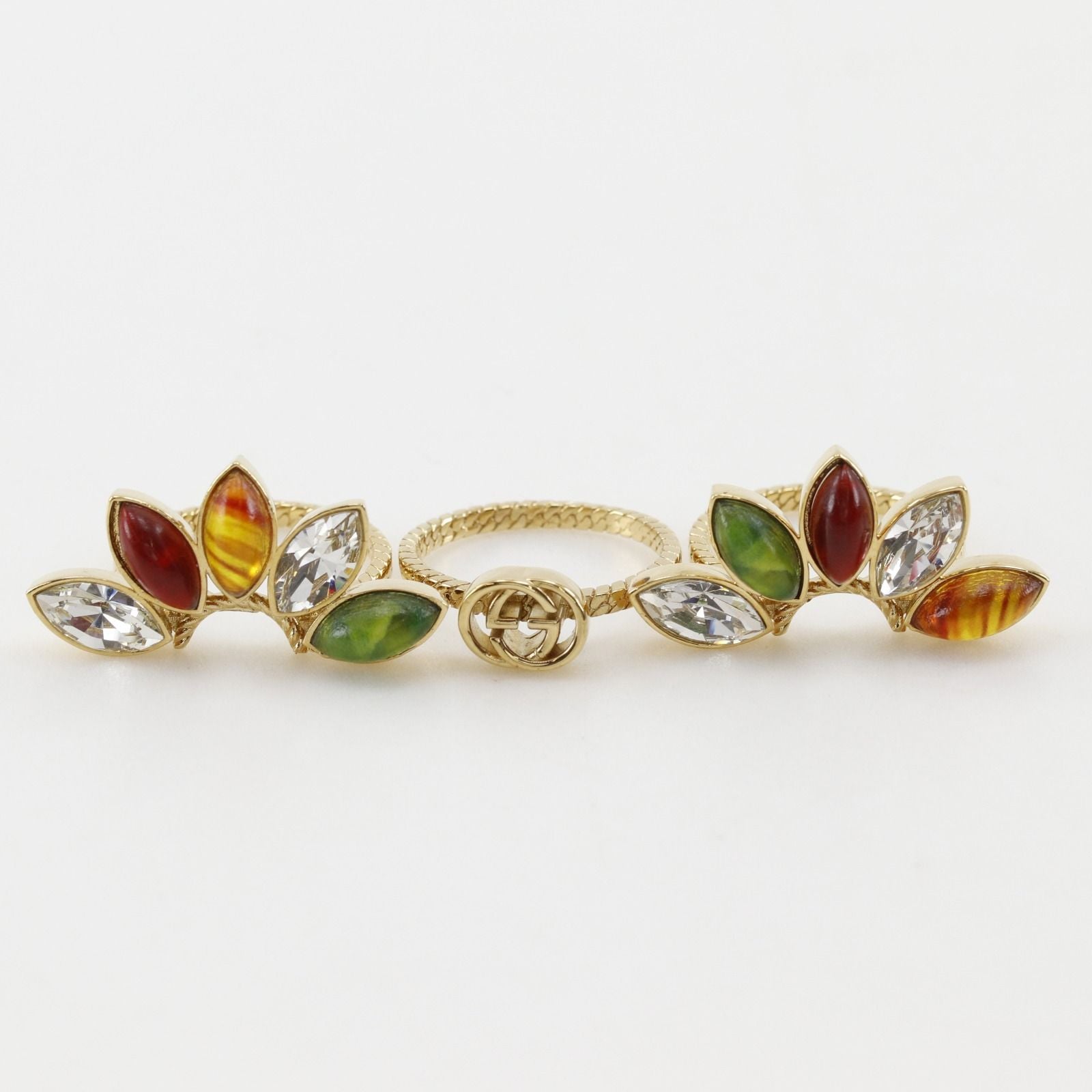 Gucci Interlocking Flower Triple Strand Gold Plated Ring — view 5