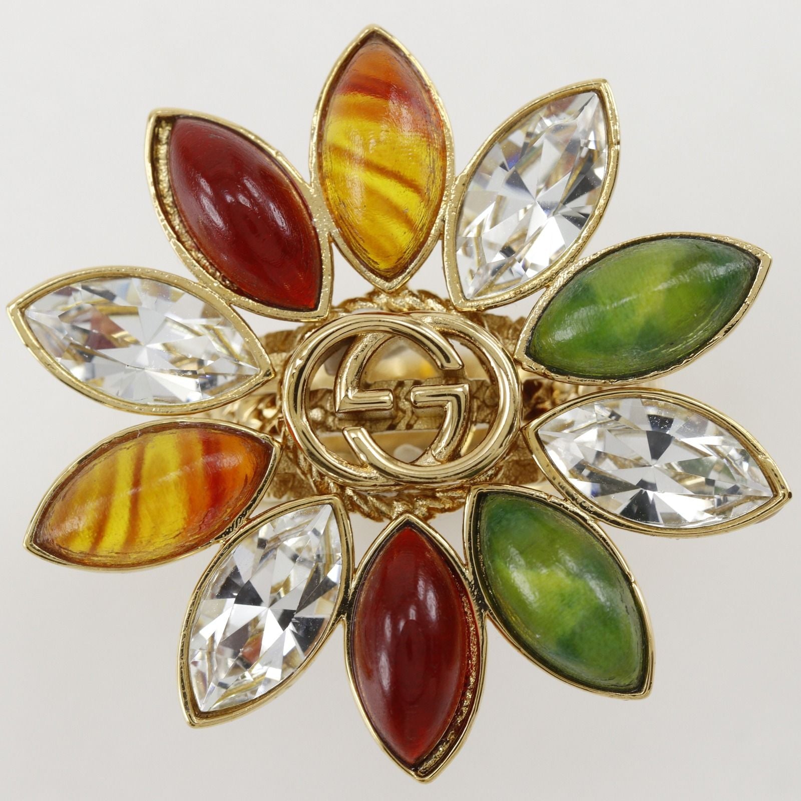 Gucci Interlocking Flower Triple Strand Gold Plated Ring — view 4