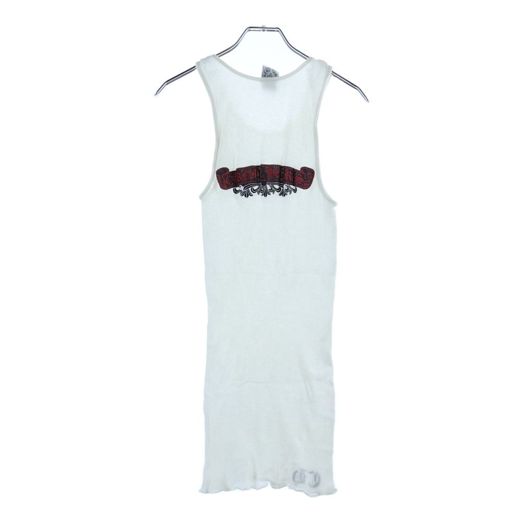 Chrome Hearts Vintage Back Floral Cross Scroll Tank Top Label White