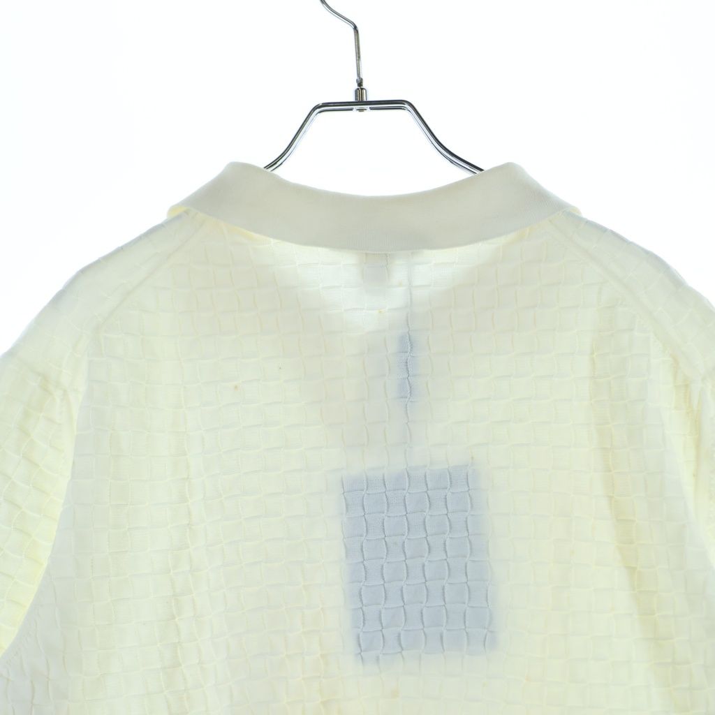 Louis Vuitton Block Check Cable Knit Cotton Polo White Sweater — view 4