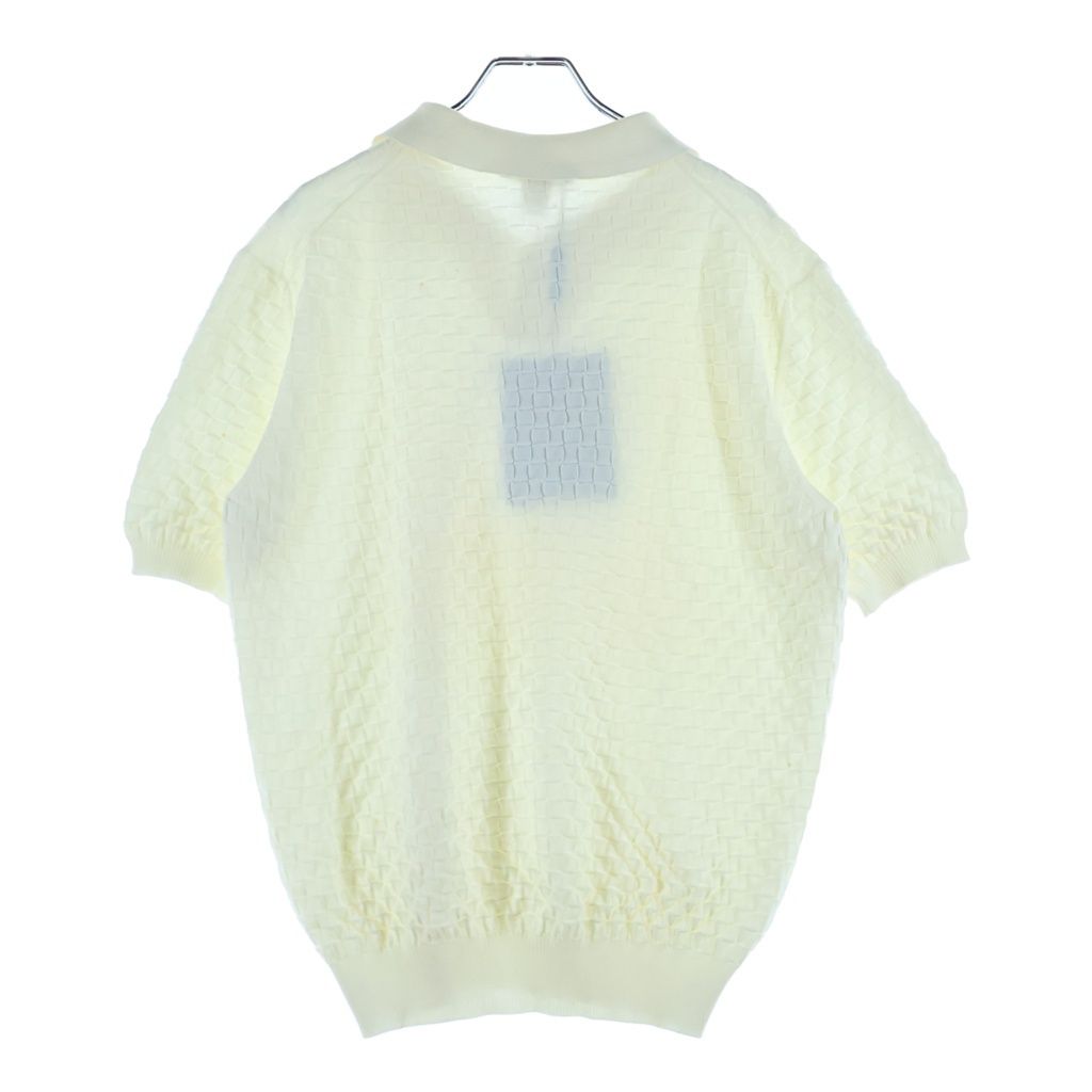 Louis Vuitton Block Check Cable Knit Cotton Polo White Sweater — view 2