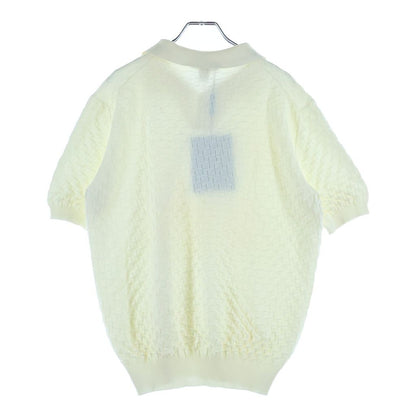 Louis Vuitton Block Check Cable Knit Cotton Polo White Sweater — view 2