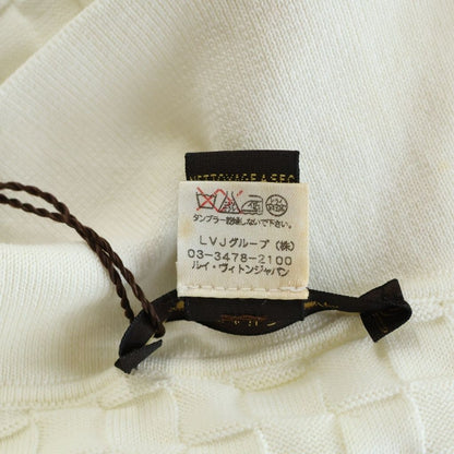 Louis Vuitton Block Check Cable Knit Cotton Polo White Sweater — view 8