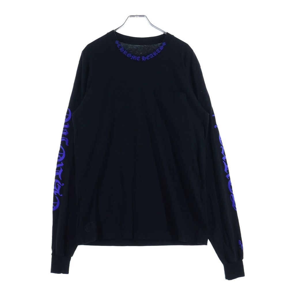 Chrome Hearts Neck Logo L S Tee Print Long Sleeve T-Shirt Black Blue