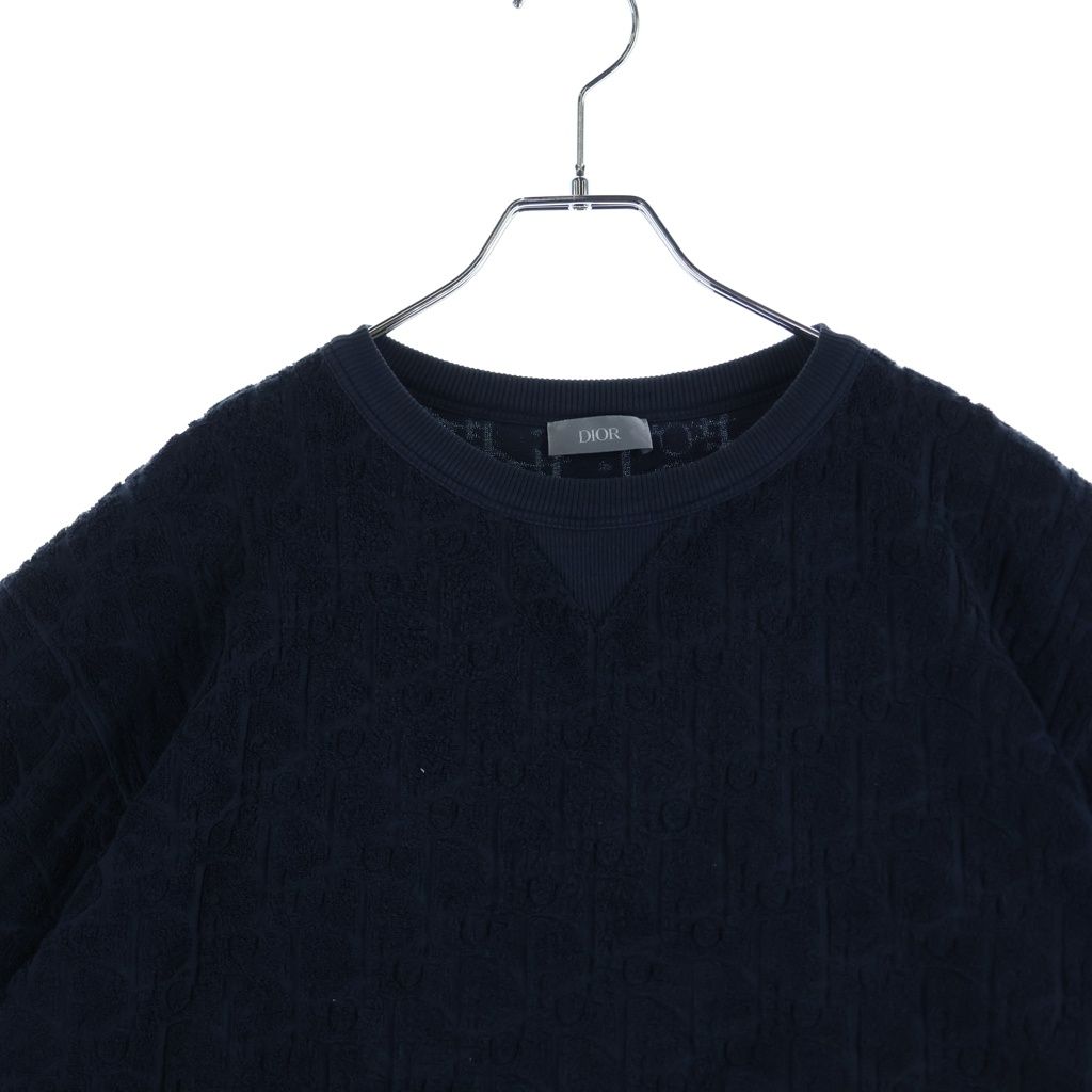 Dior Oblique Terry Jacquard Crew Neck T-Shirt Navy — view 3