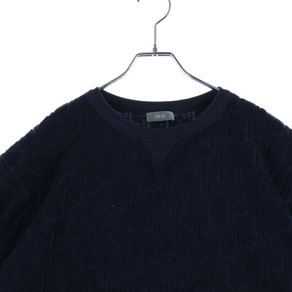 Dior Oblique Terry Jacquard Crew Neck T-Shirt Navy — view 3