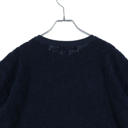 Dior Oblique Terry Jacquard Crew Neck T-Shirt Navy — view 4