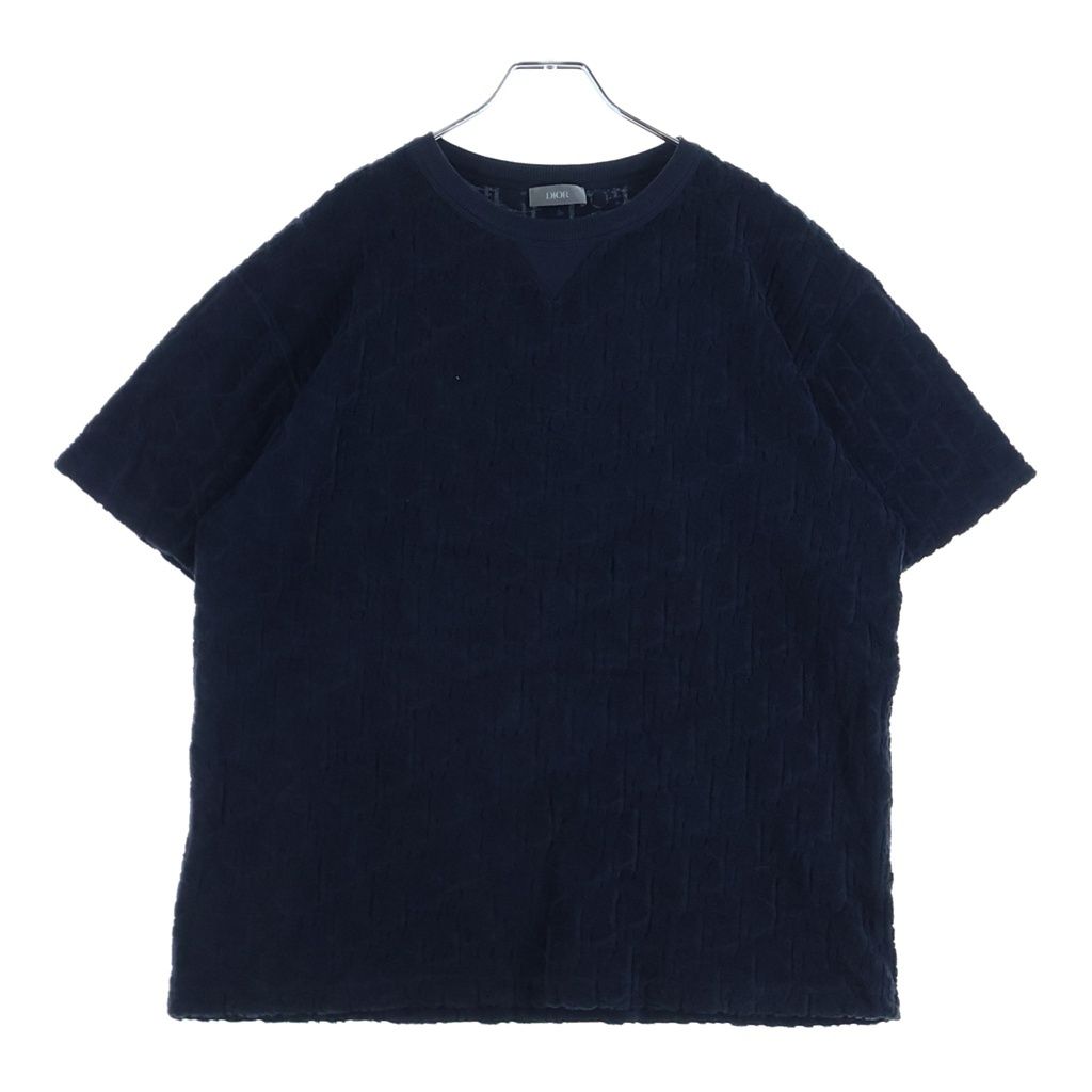 Dior Oblique Terry Jacquard Crew Neck T-Shirt Navy