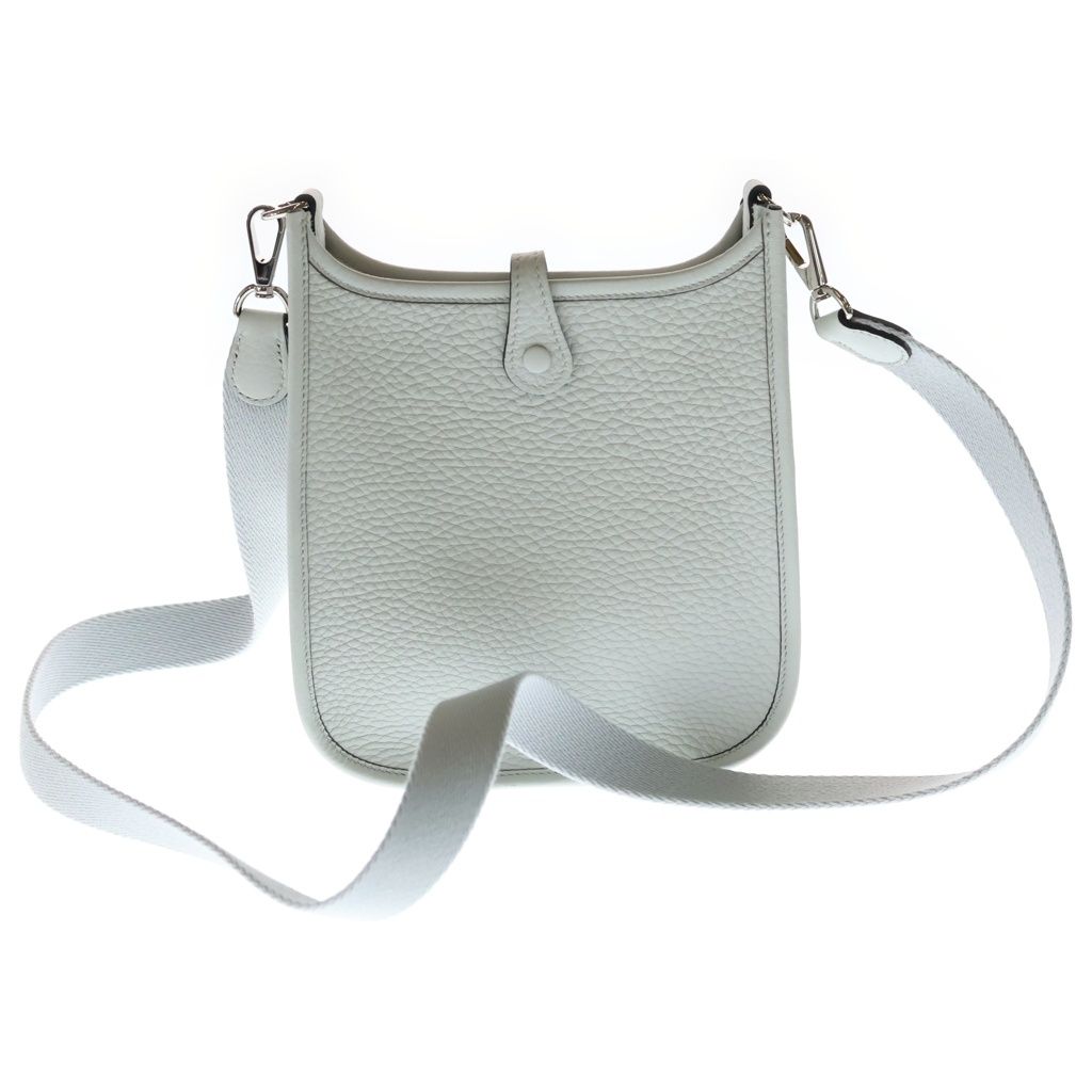 Hermes Evelyne Taurillon Clemence Silver Light Gray Handbag — view 2