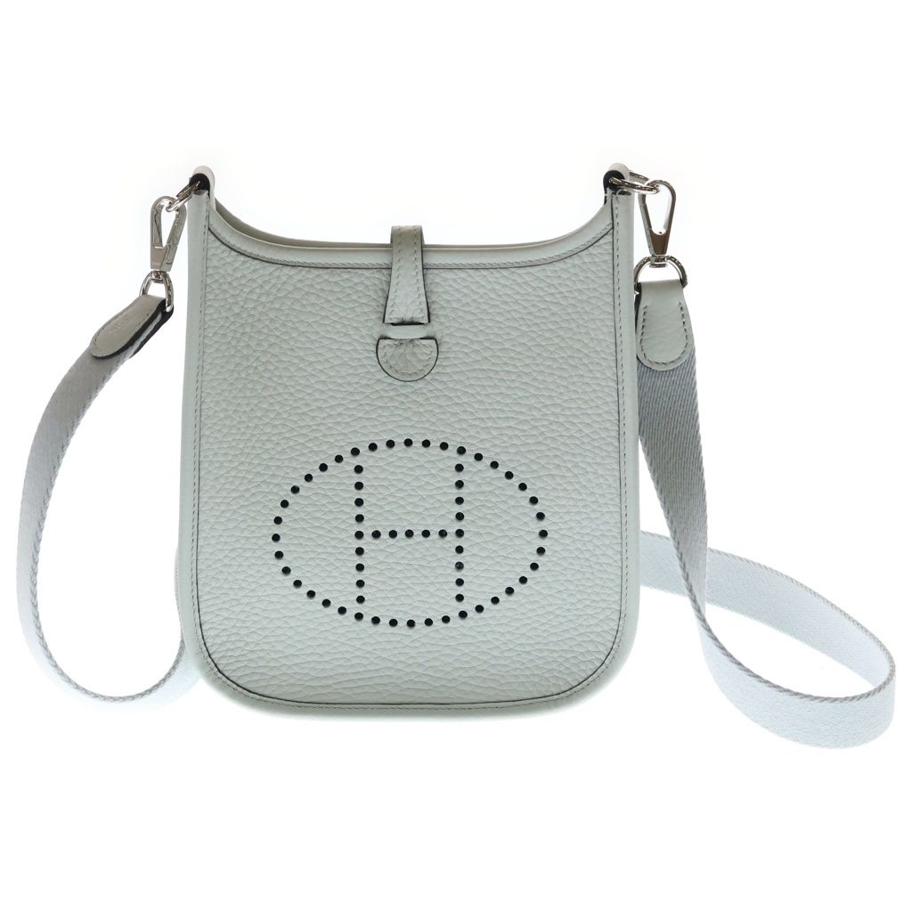 Hermes Evelyne Taurillon Clemence Silver Light Gray Handbag