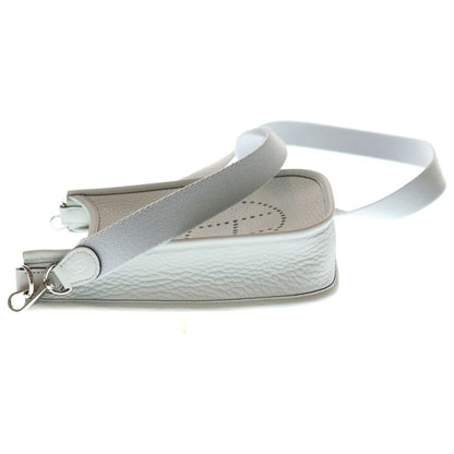 Hermes Evelyne Taurillon Clemence Silver Light Gray Handbag — view 3