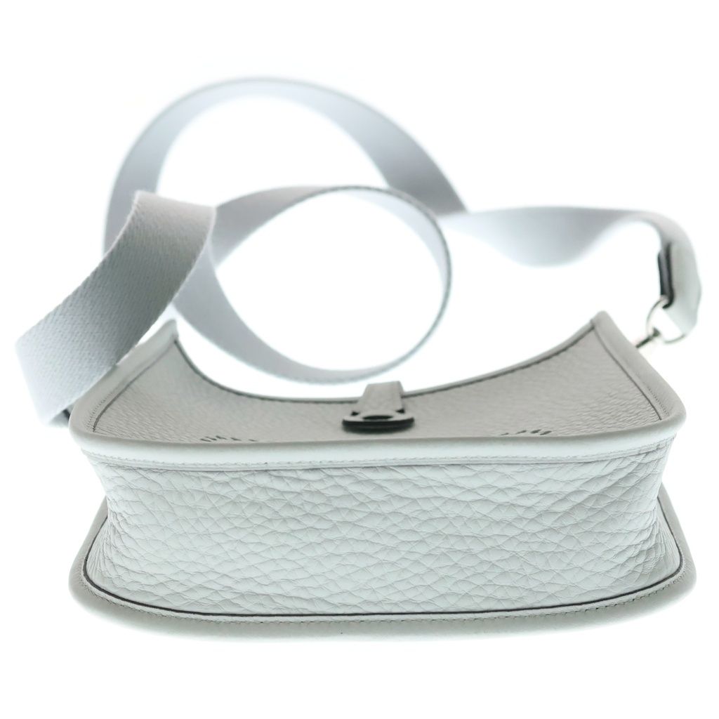 Hermes Evelyne Taurillon Clemence Silver Light Gray Handbag — view 4