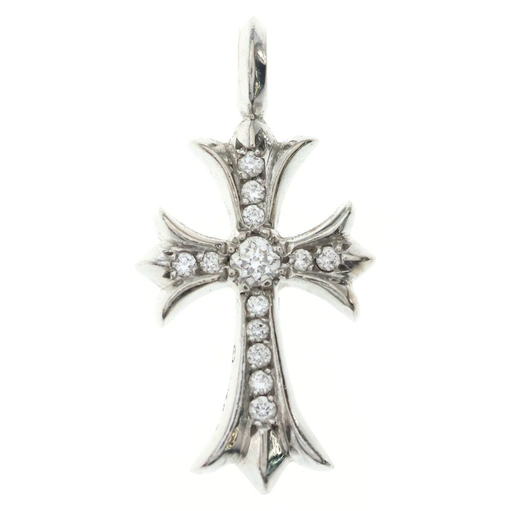Chrome Hearts Tny Crsf P Dia Tiny Fat Cross Pave Diamond Pendant White Gold