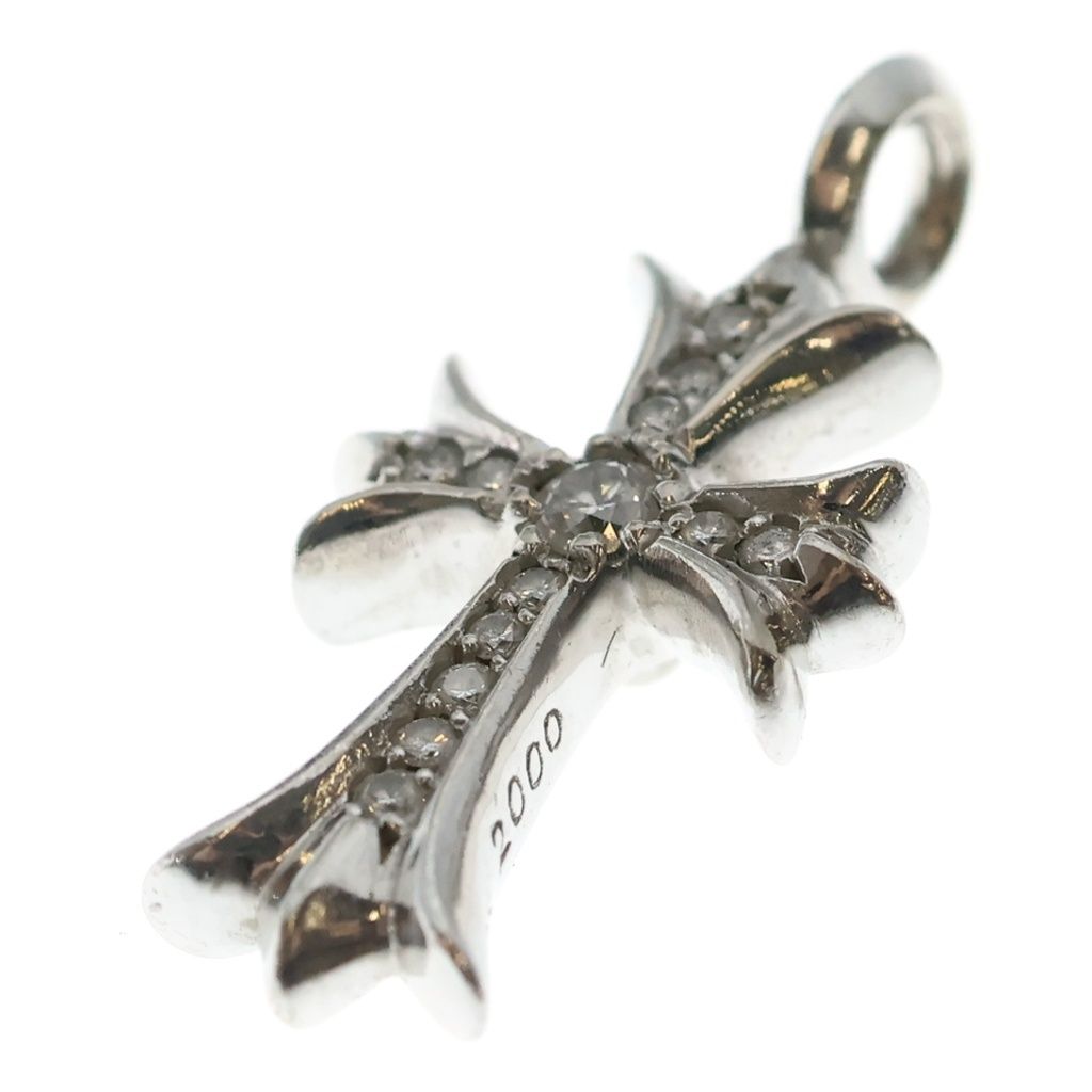 Chrome Hearts Tny Crsf P Dia Tiny Fat Cross Pave Diamond Pendant White Gold — view 5