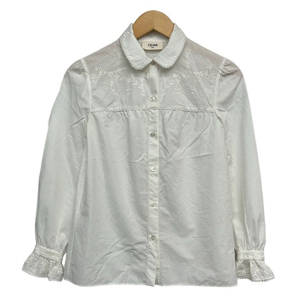 Celine Long Sleeve Shirt Blouse 34 S White