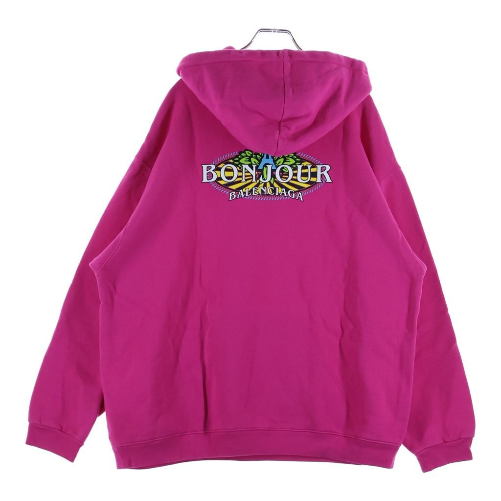 Balenciaga Bonjour Hoodie Front Logo Print Sweatshirt Pullover Pink