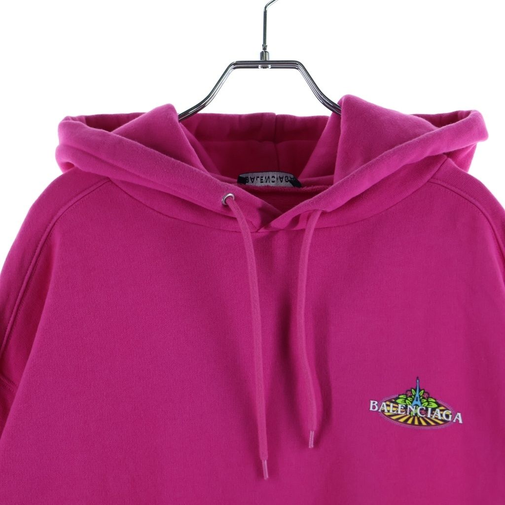 Balenciaga Bonjour Hoodie Front Logo Print Sweatshirt Pullover Pink — view 3