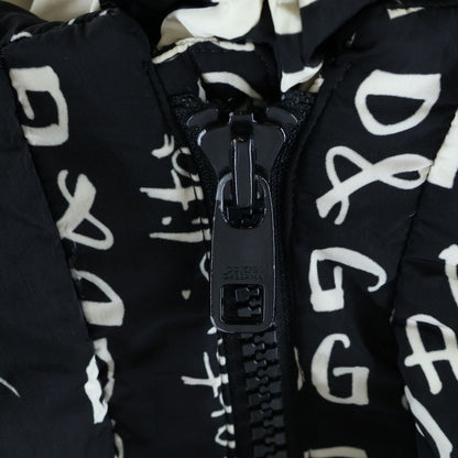 Dolce & Gabbana Letter Ring All Pattern Zip Up Hooded Down Jacket Black White — view 5