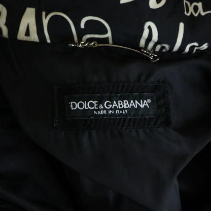 Dolce & Gabbana Letter Ring All Pattern Zip Up Hooded Down Jacket Black White — view 6