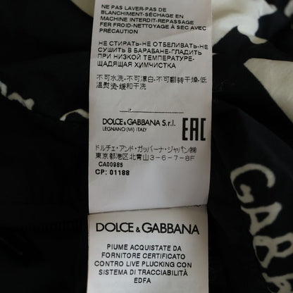 Dolce & Gabbana Letter Ring All Pattern Zip Up Hooded Down Jacket Black White — view 8