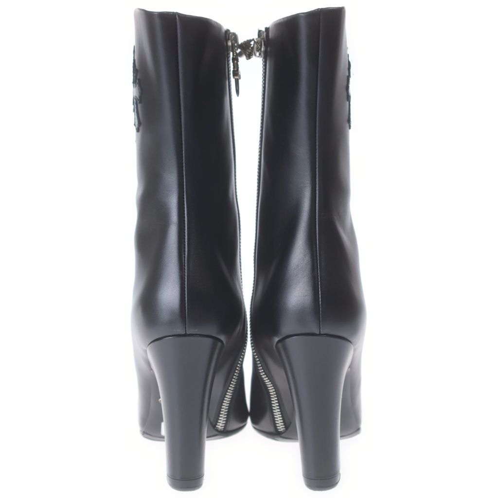 Chrome Hearts Suger Jones Cross Patch Side Zip Heels Boots Black — view 3
