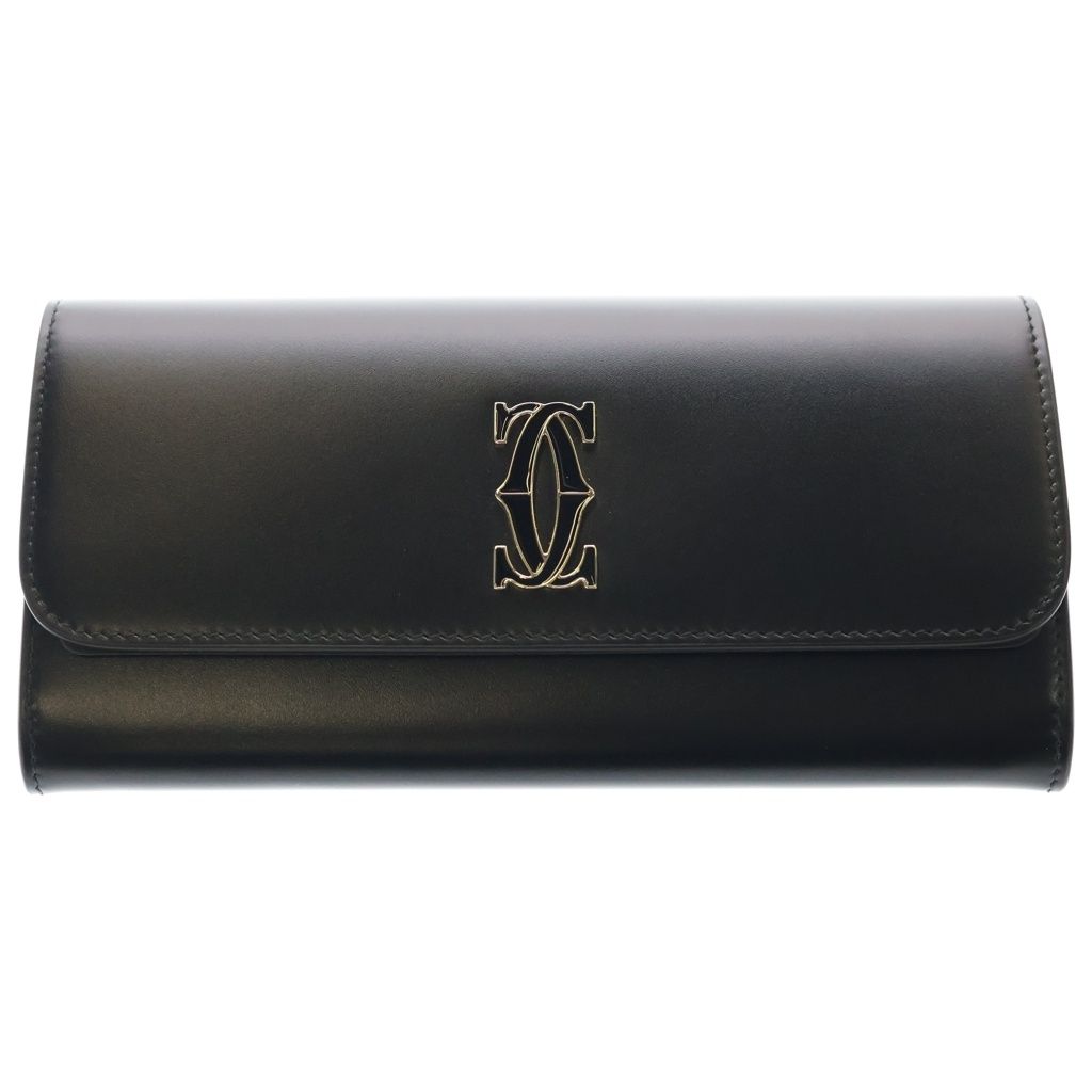 Cartier Wallet C de Cartier with Flap Calfskin Black