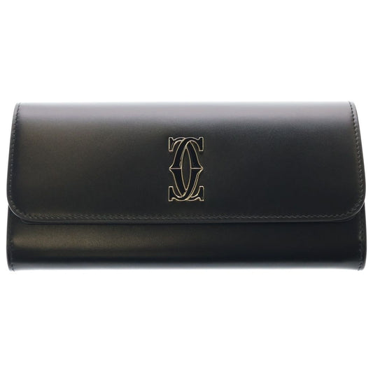 Cartier Wallet C de Cartier with Flap Calfskin Black