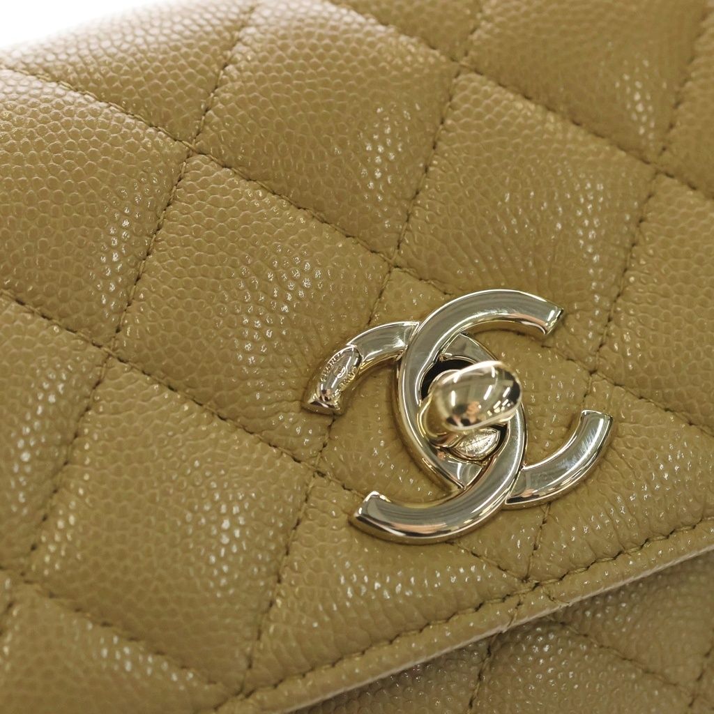 Chanel Coco Handle Extra Mini Chain Shoulder Bag Beige Caviar Leather — view 6