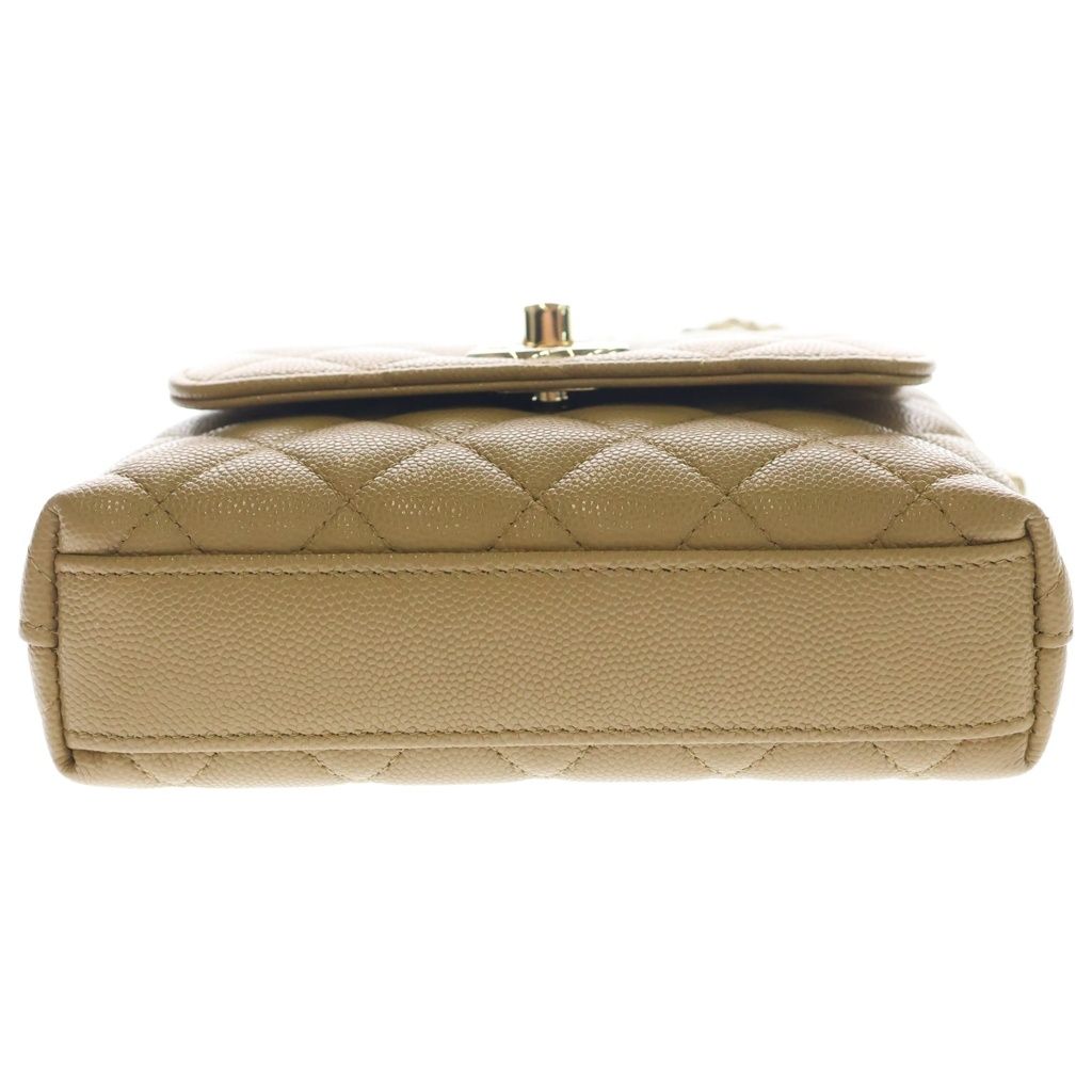 Chanel Coco Handle Extra Mini Chain Shoulder Bag Beige Caviar Leather — view 4