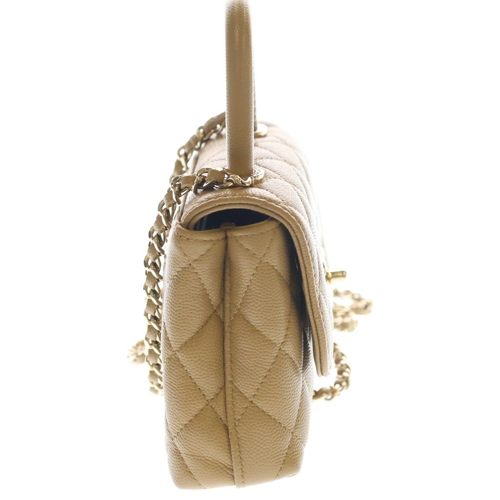 Chanel Coco Handle Extra Mini Chain Shoulder Bag Beige Caviar Leather — view 3