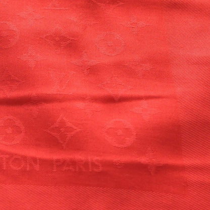 Louis Vuitton Monogram Large Silk Shawl Red Wool Scarf — view 2