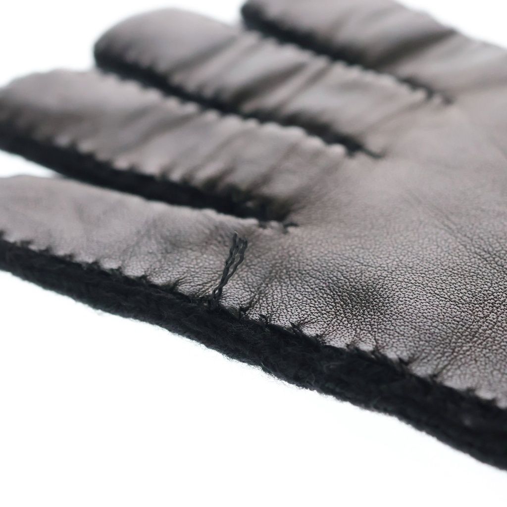 Gucci Logo Wool Gloves Leather Cut Replacement Black — view 6