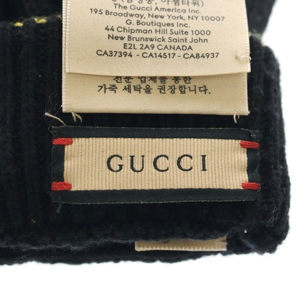 Gucci Logo Wool Gloves Leather Cut Replacement Black — view 5