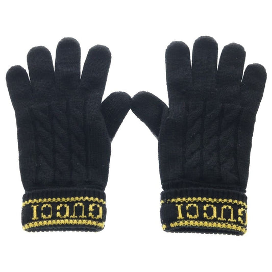Gucci Logo Wool Gloves Leather Cut Replacement Black