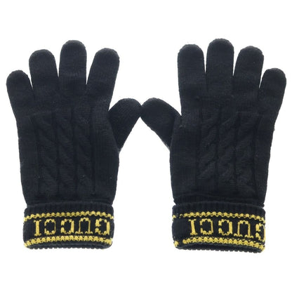 Gucci Logo Wool Gloves Leather Cut Replacement Black